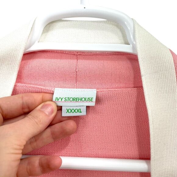 Ivy Storehouse AKA Alpha Kappa Alpha open front logo cardigan Size XXXXL pink wh - Picture 5 of 7